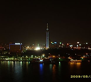 Nächtlicher Blick vom Hotel Nil Hilton