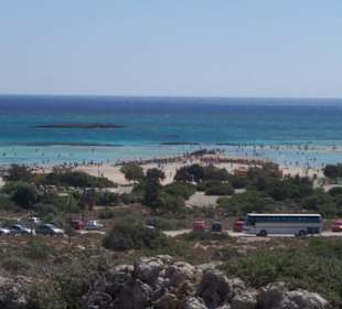Strand von Elafonissi vom Parkplatz aus