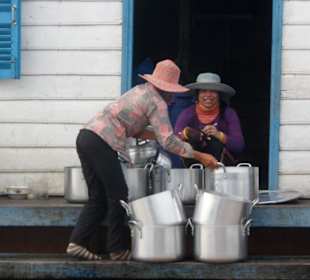 Schwimmende Schule auf den See