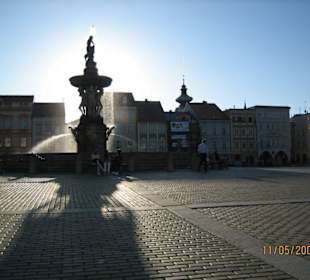 Sonnenuntergang auf dem Budweiser Marktplatz