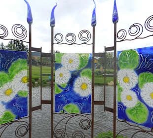 Blauer Paravent