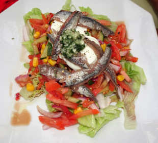 Salat mit Anchois de Collioure