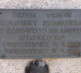 Tafel für die 1944 zerstörte zweite Sigismundsäule