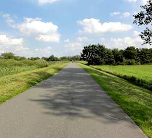 Radweg auf dem Wümmedeich durch das Blockland
