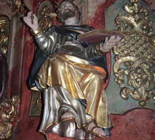 Figuren an der Kanzel der Wallfahrtskirche