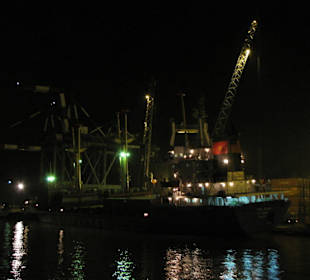 Eines der Containerschiffe beim Be- und Entladen