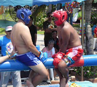 Schaukämpfe auf einem Rundholz