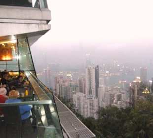 Panoramic night view of the harbour from the Peak