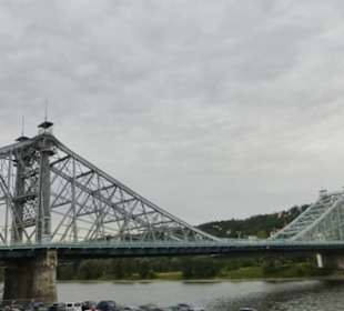 Blick vom SchillerGarten: Blaues Wunder und Elbe