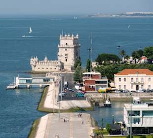 An aerial view of Belem tower