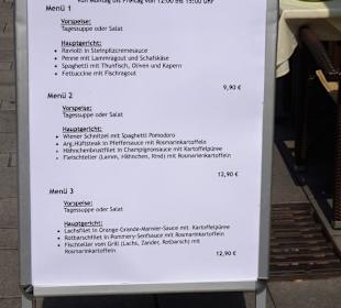 Der Aufsteller mit dem Mittagsmenü