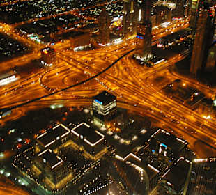 Blick auf Dubai vom Burj Khalifa in de