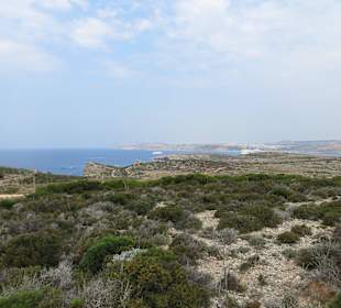 Rundgang auf der Insel mit Blick zum Strand