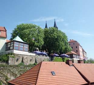 Blick auf den Biergarten des Burgkeller