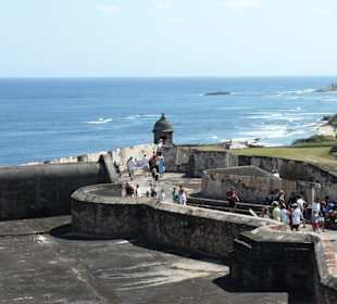 Aussicht von der oberen Plattform auf die Karibik