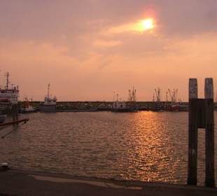 Norddeich Hafen im Sonnenuntergang