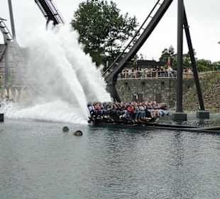 Die Krake bei der durchfahrt durchs Wasser 