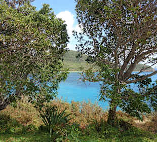 Blick von einem Aussichtspunkt auf das Meer