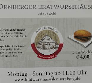 3 im Weckla vom Bratwursthäusle neben St. Sebald
