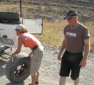 Leider hatten wir einen geplatzten Reifen