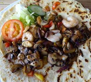 Pfannkuchen mit Garnelen