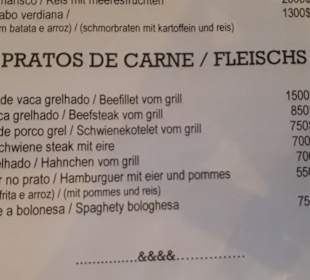 Café Criolo Speisekarte