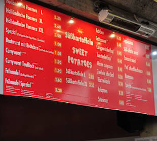 Speisekarte des Fritten Piet