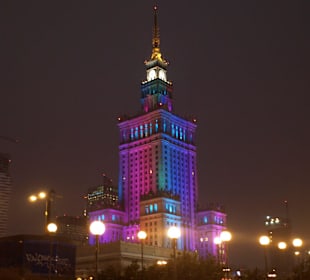 Pałac Kultury i Nauki nocą