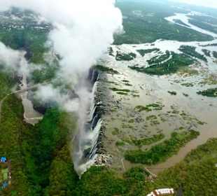 Helicopter view of the Victoria Falls