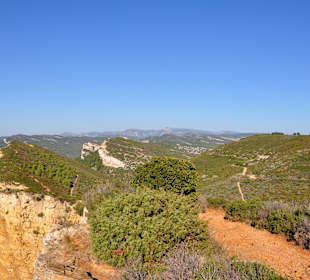 Wanderweg am Rand der Klippen des Cap Canaille
