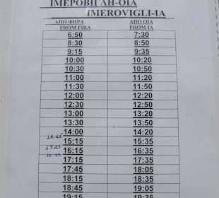 Busfahrplan Fira - Oia; Mai 2010