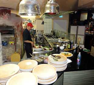 Die offene Küche des Restaurants