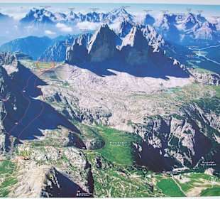 Panoramakarte rund um die Drei Zinnen