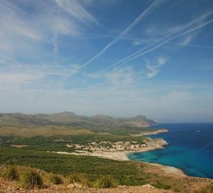 Blick auf Cala Mesquida von Talaia Son Jaumell