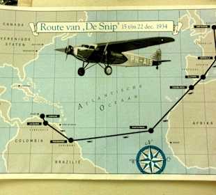 Route des ersten Postfluges nach Curacao