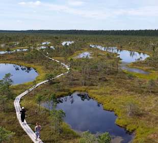 Seen und Steg durch Gebiet