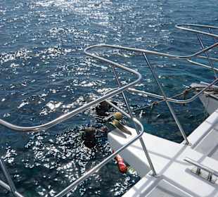 Schnorcheln und eine Tauchergruppe