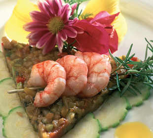 Brocheta de gambas