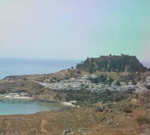 Blick auf das Bilderbuchdorf Lindos