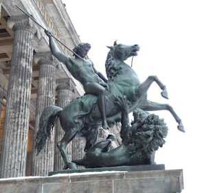 Equestrian statue in front of Old Museum in Berlin