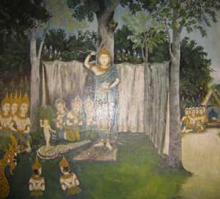 Wandmalerei mit der Geschichte von Buda.