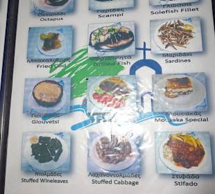 Seite aus der Speisekarte