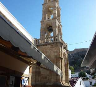 Kirchturm auf dem Weg zur Akropolis Lindos
