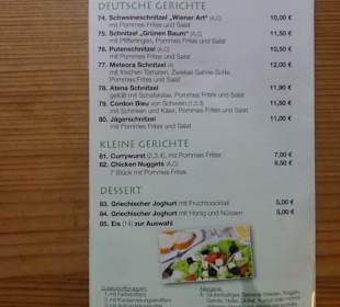 Speisekarte