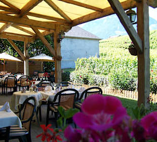 Terrasse avec un point de vue sur les vignobles 