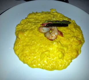 Scampirisotti mit Curry Vorspeise beim Italliener