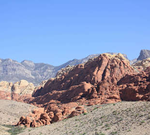Blick auf die rot/weißen Felsen
