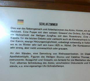 Hinweistafel Schlafzimmer des Abtes