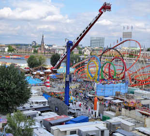 Blick vom Riesenrad auf die Rheinkirmes
