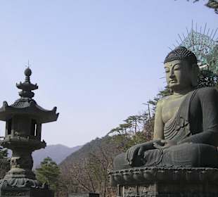 Buddha und Steinlaterne